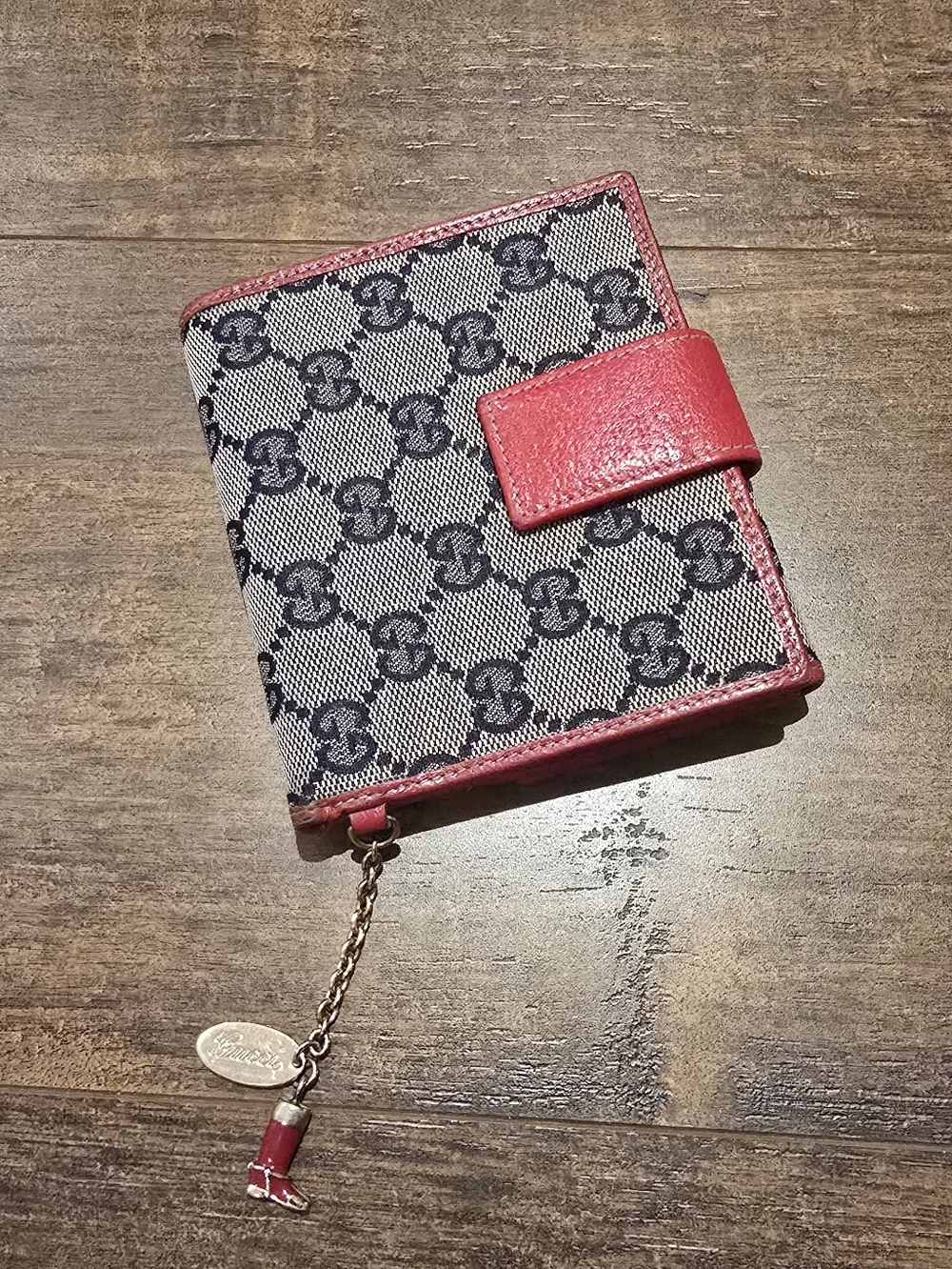 Gucci Monogram Wallet with Pink Trim